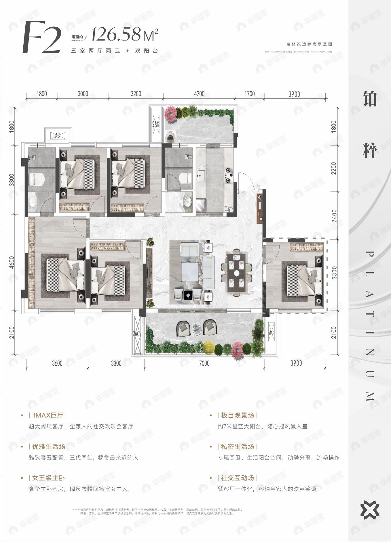 5室2厅2卫建面126平户型图