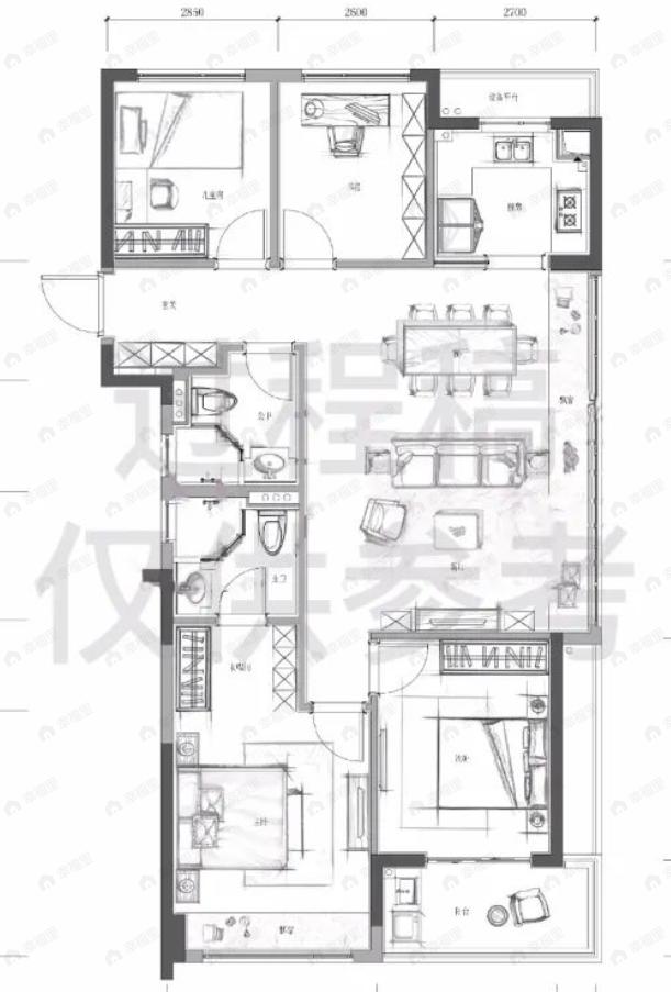 滨江金帝欣翠里4室2厅2卫户型图