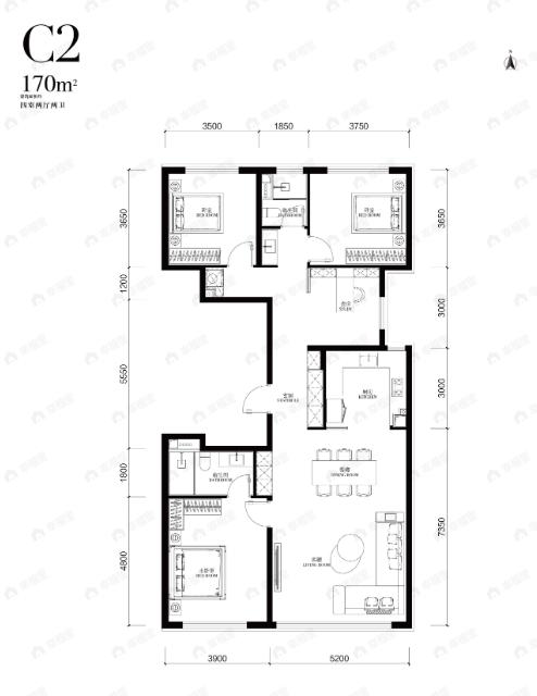 4室2厅2卫建面170平undefined户型图