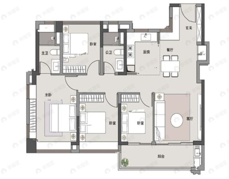 国贸云上4室2厅2卫户型图