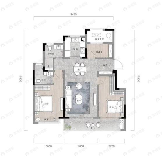 如沐清晖城3室2厅2卫户型图