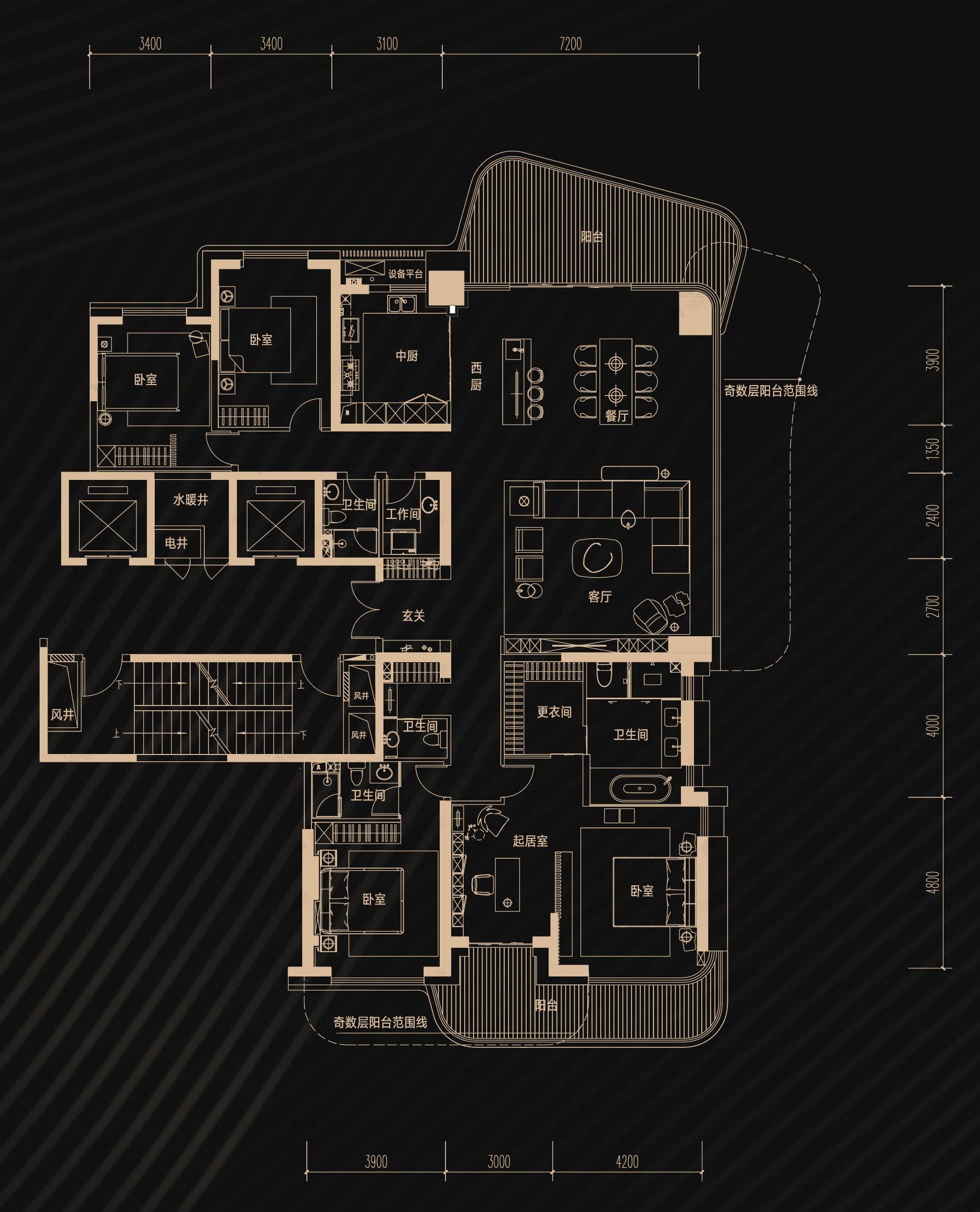 未来·天奕4室2厅4卫户型图