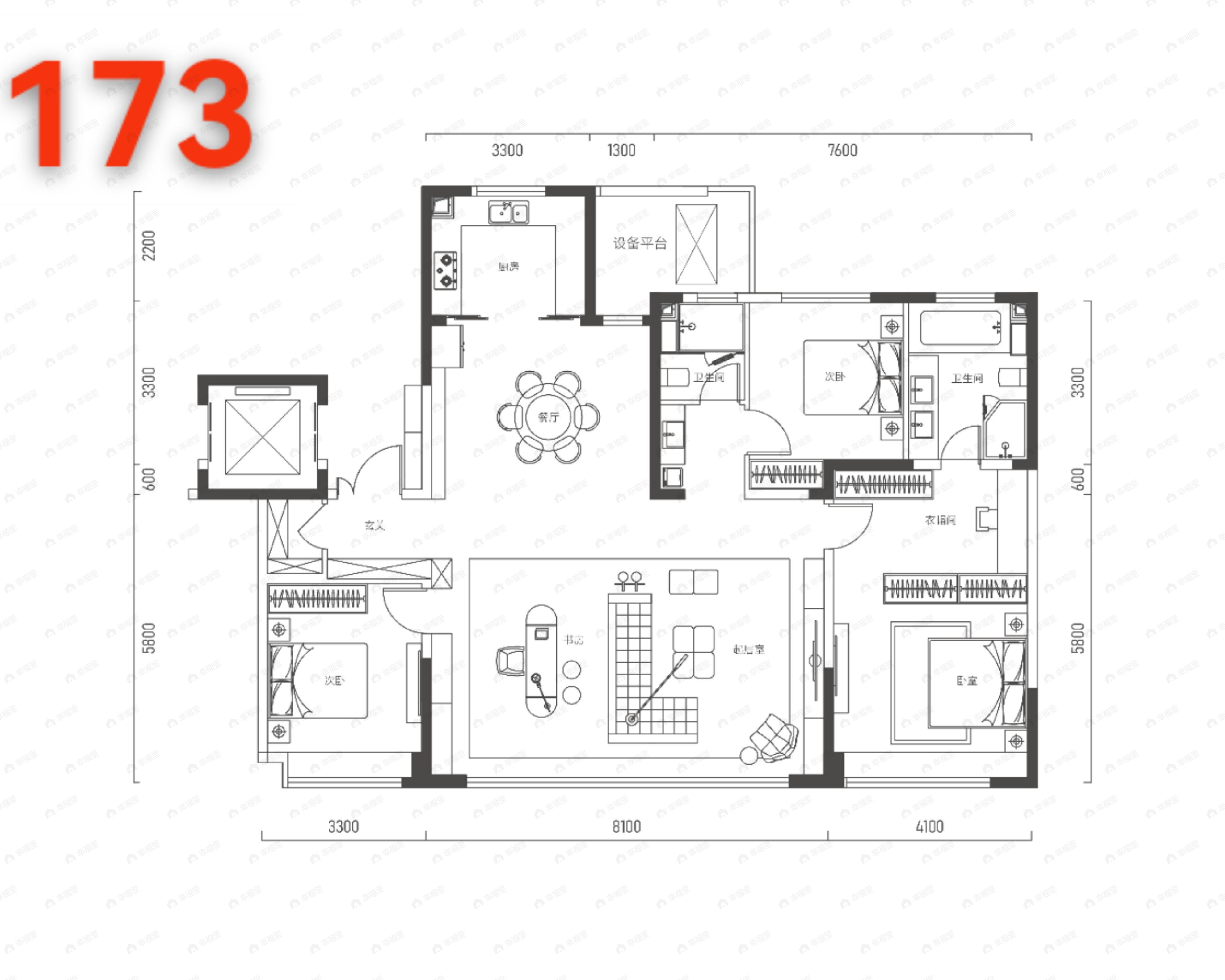 金地水西印3室3厅2卫户型图