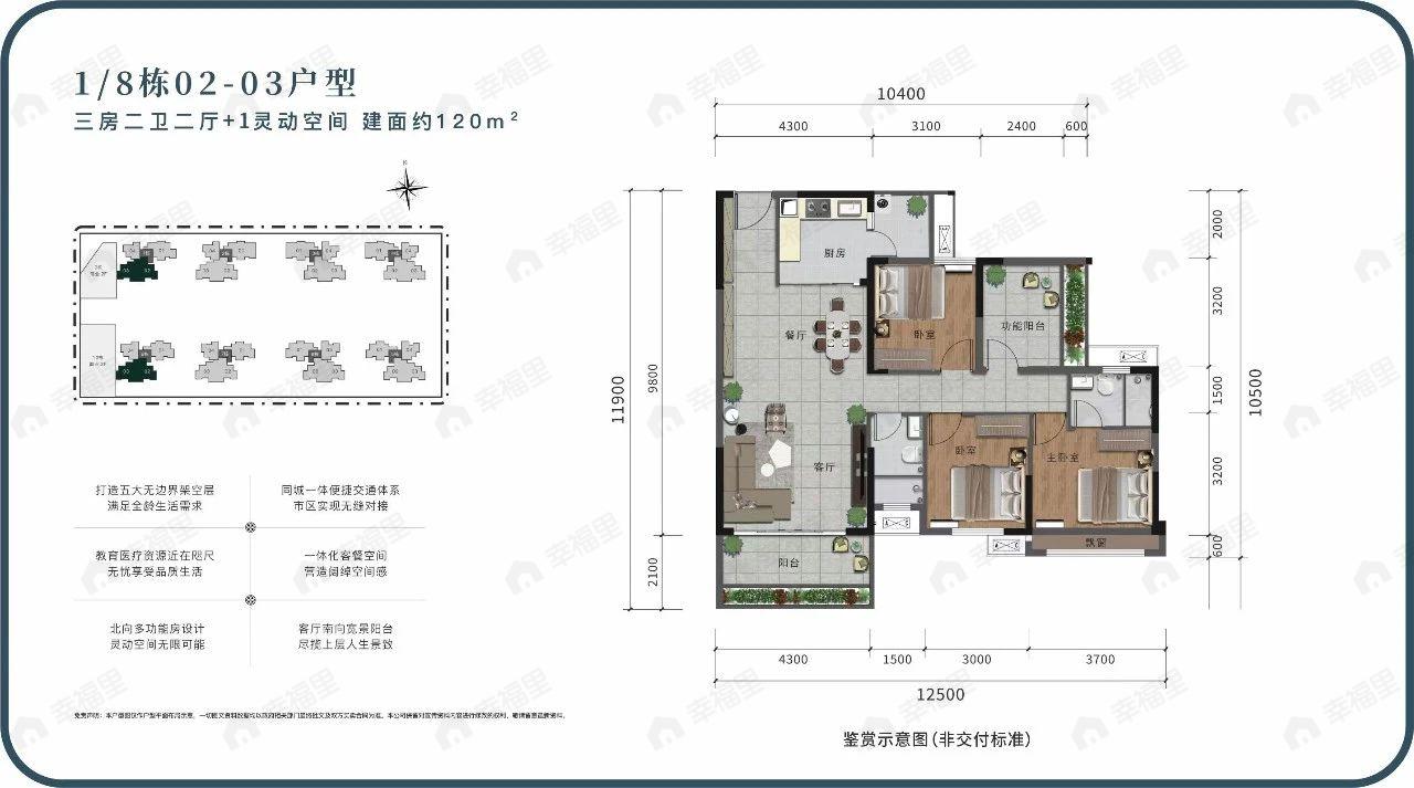 雍悦荟3室2厅2卫户型图