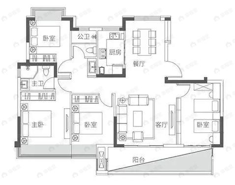 中辉·半山墅4室2厅2卫户型图