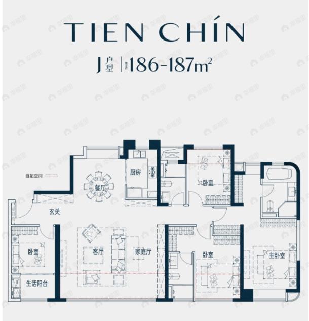 保利国贸天琴4室3厅3卫户型图