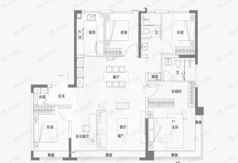 建发·观堂府4室2厅2卫户型图