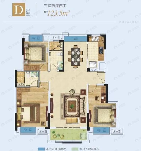 天纵御景湾3室2厅2卫户型图