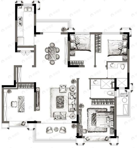 安吉恒大林溪竹语4室2厅2卫户型图