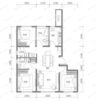 朝阳壹号4室2厅2卫户型图