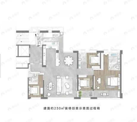 4室2厅2卫建面230平户型图