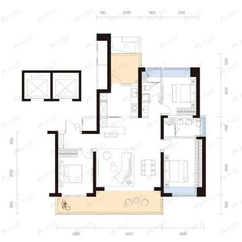 武汉城建中央雲璟3室2厅2卫户型图