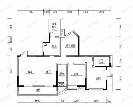 3室2厅2卫建面136平户型图