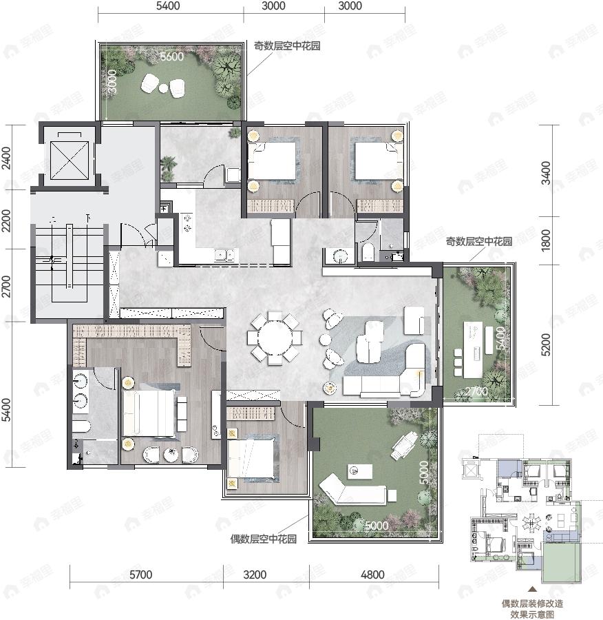 越秀铁建璞悦云萃4室2厅2卫户型图