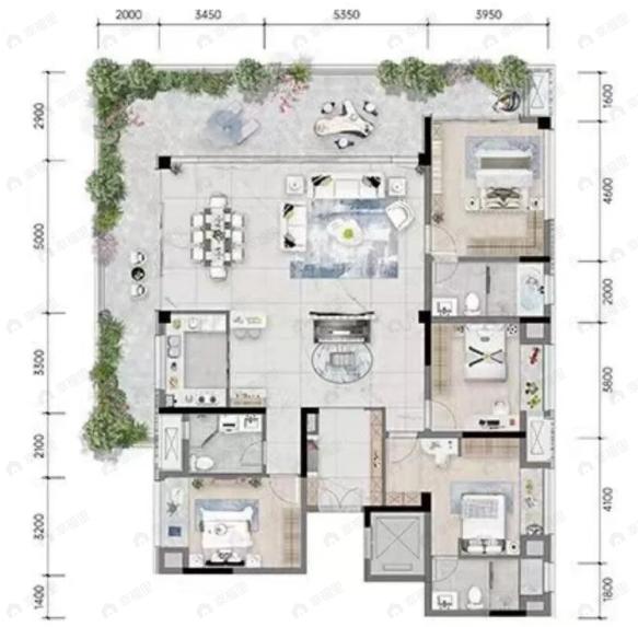 重庆西岸4室2厅2卫户型图