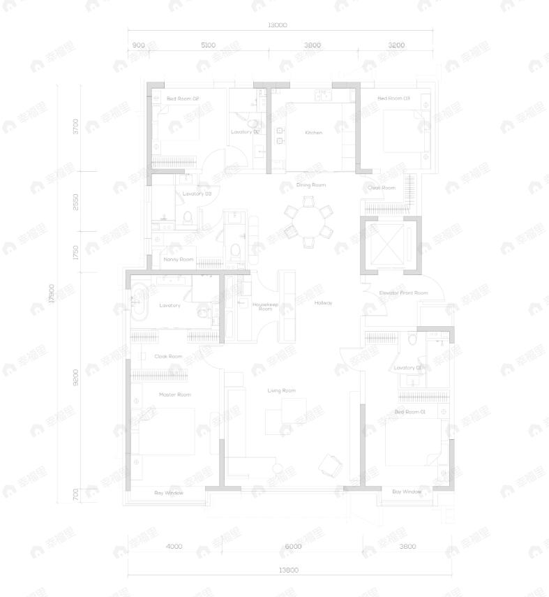 4室2厅5卫建面262平户型图