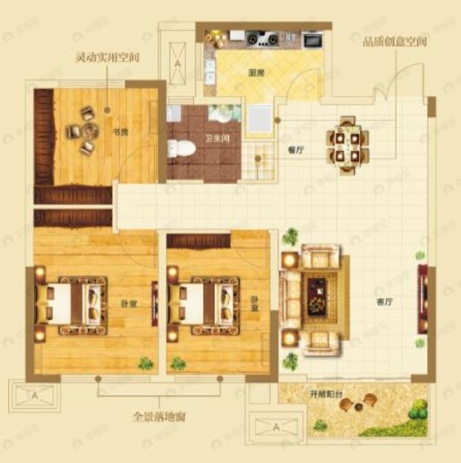3室2厅1卫建面99平户型图