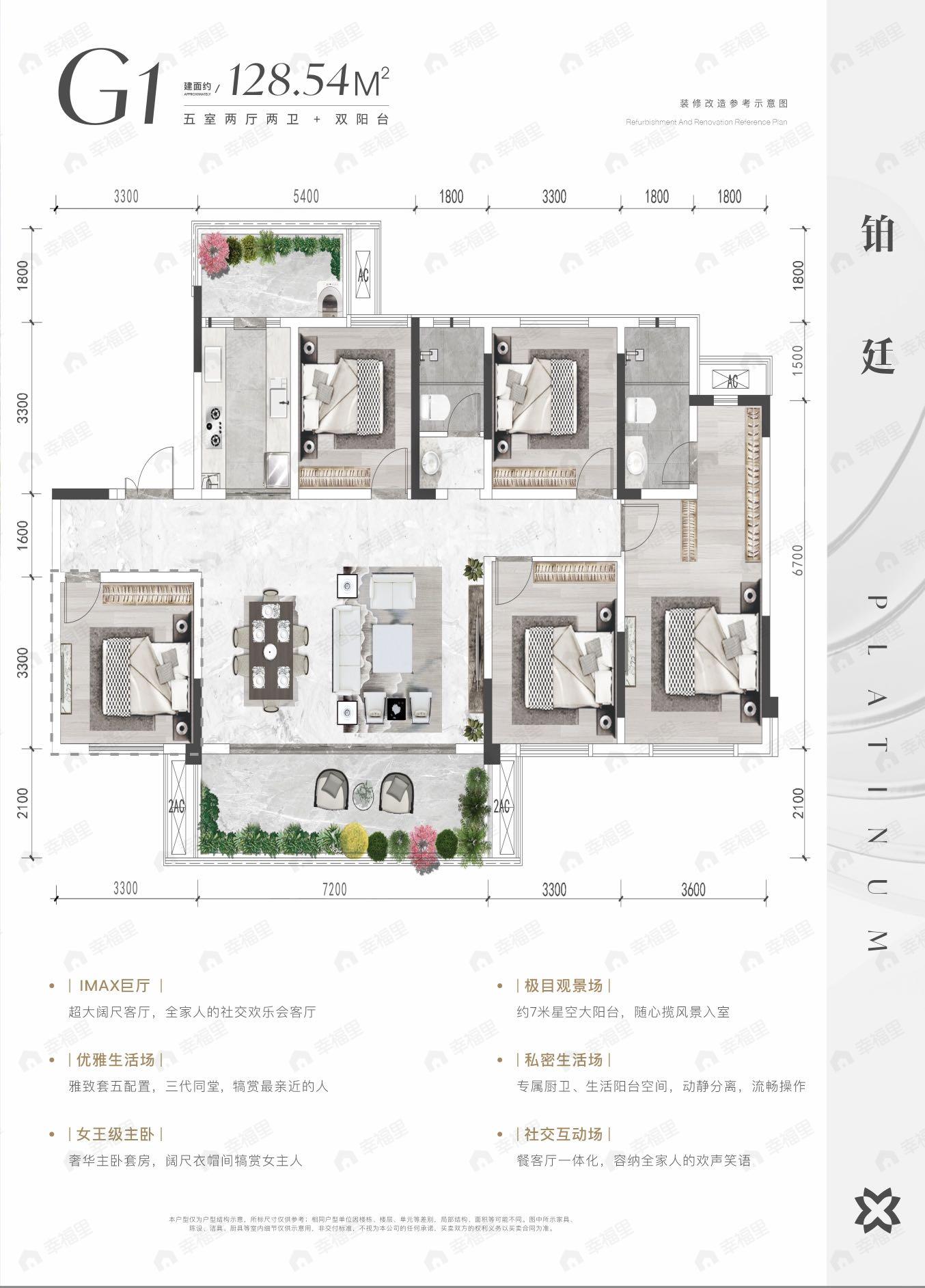 5室2厅2卫建面128平户型图