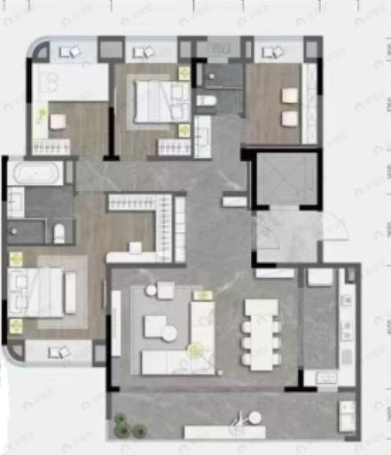 4室2厅2卫建面161平南户型图
