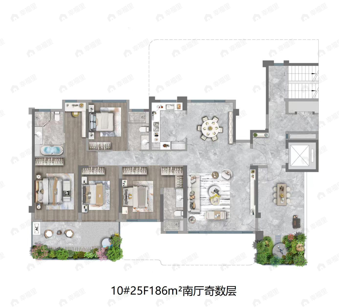 4室2厅3卫建面185平undefined户型图