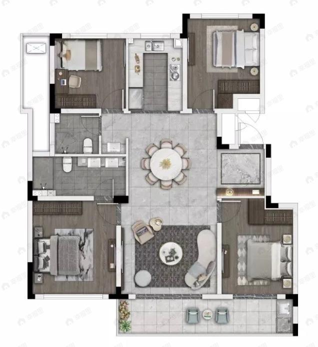 景欣春漫里4室2厅2卫户型图