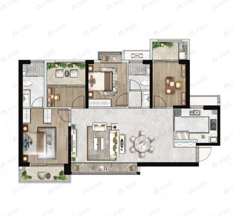 特房芙蓉书院4室2厅2卫户型图