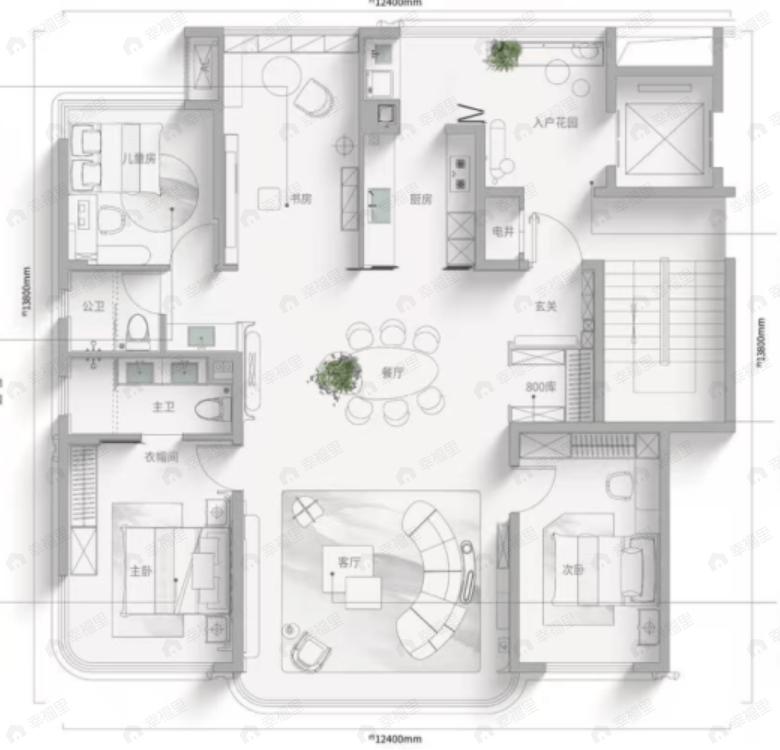 4室2厅2卫建面133平户型图