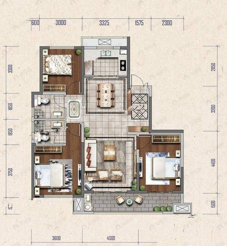 中天诚品3室2厅2卫户型图