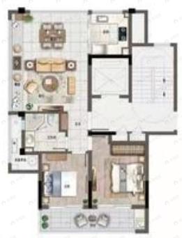 天使小镇浅山明月2室2厅1卫户型图