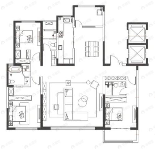 曲江唐顿庄园3室2厅3卫户型图