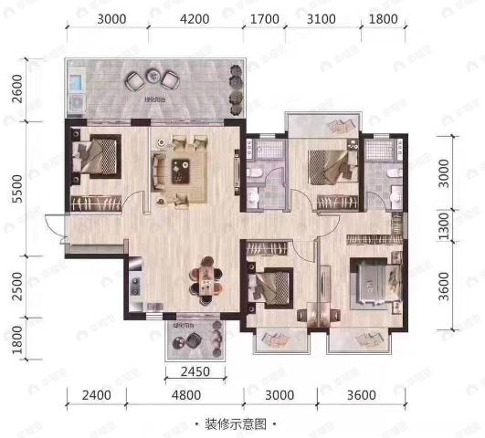 凯旋一号上水湾4室2厅2卫户型图