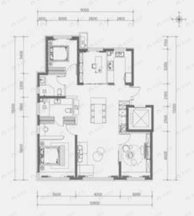 4室2厅2卫建面145平北|南户型图
