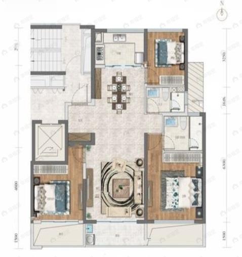 3室2厅2卫建面136平户型图
