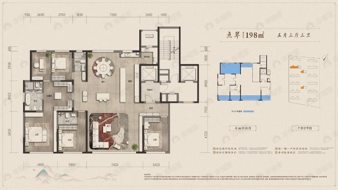 5室3厅3卫建面198平户型图