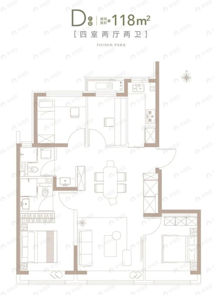 丰禾嘉会4室2厅2卫户型图