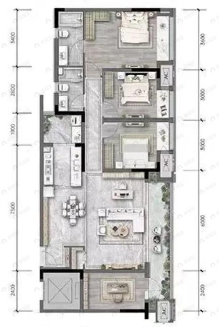 4室2厅2卫建面129平南户型图
