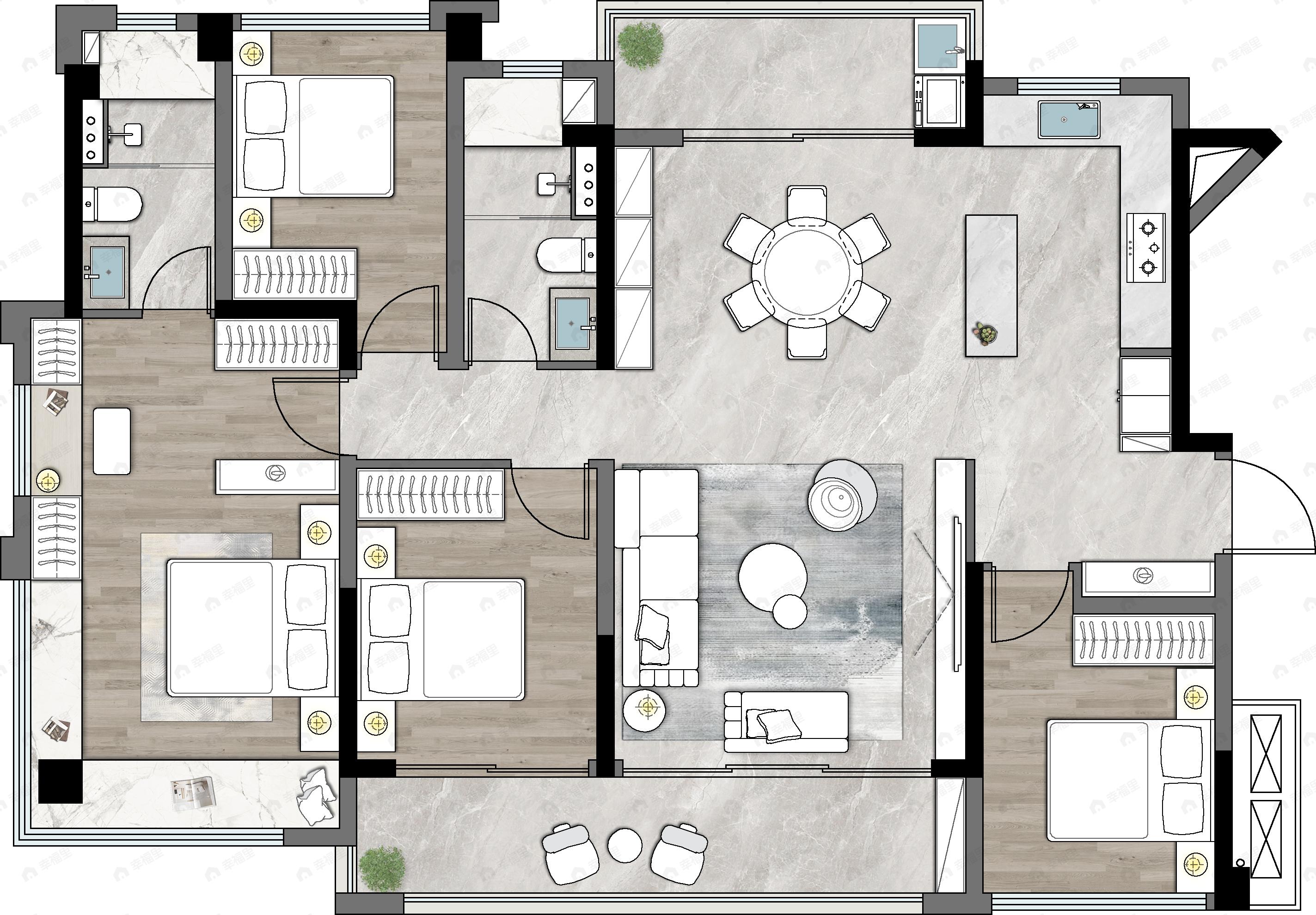 龙光建发玖云府4室2厅2卫户型图