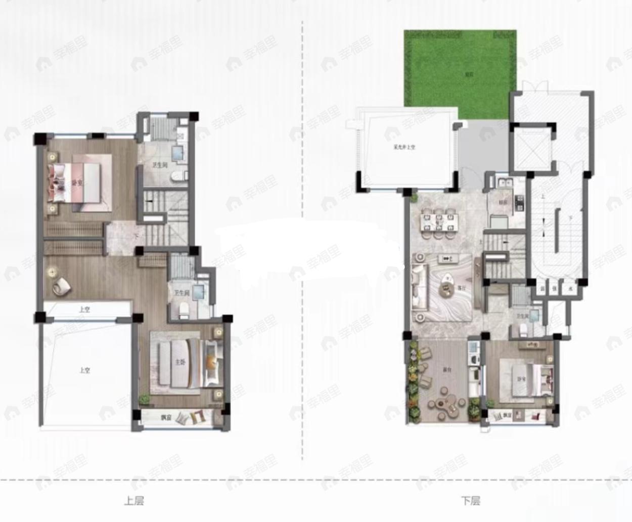 3室2厅3卫建面131m²南户型图