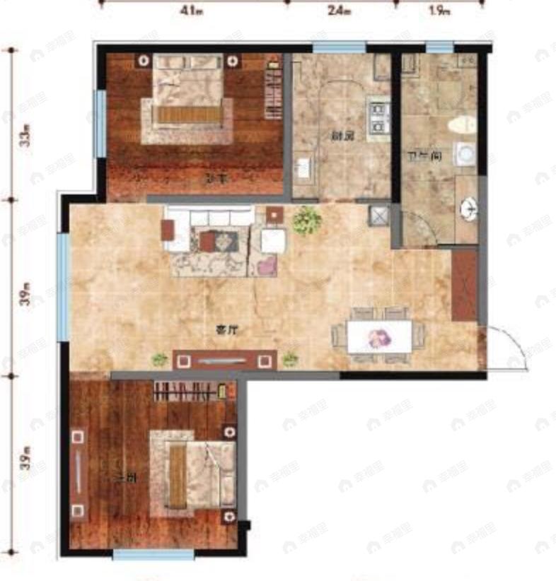 金亿源上北阳光2室2厅1卫户型图