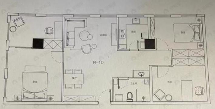 3室2厅1卫建面127平北户型图