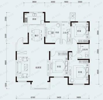 4室2厅2卫建面169平户型图
