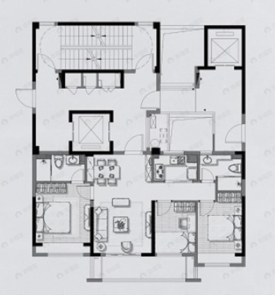 招商德信博悦湾3室2厅2卫户型图