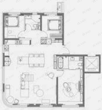 3室2厅2卫建面152平北|南户型图