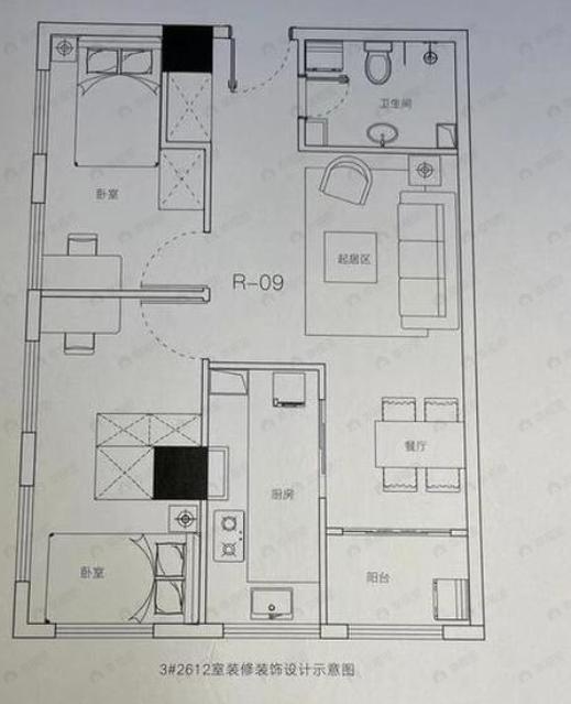 2室2厅1卫建面79平南户型图