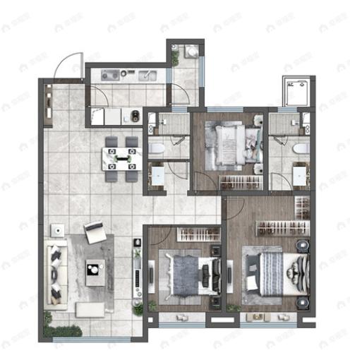 老城根蓝光雍锦世家3室2厅2卫户型图