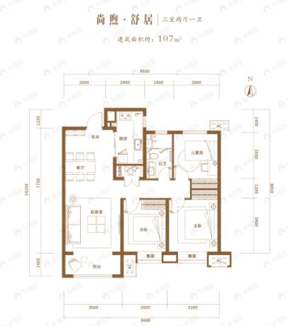 保利金地迎泽上品3室2厅1卫户型图