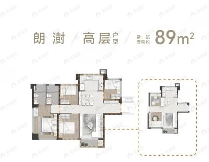 联发环岛新澍4室2厅2卫户型图
