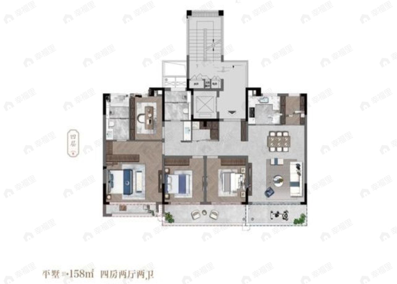 建发檀府4室2厅2卫户型图