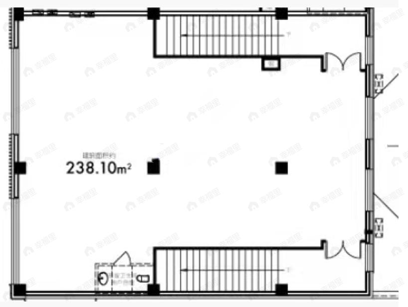 1室1厅1卫建面238平东|西户型图
