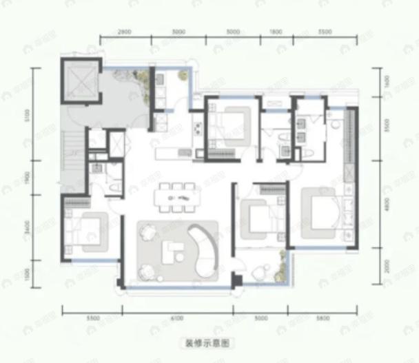 4室2厅3卫建面143平户型图